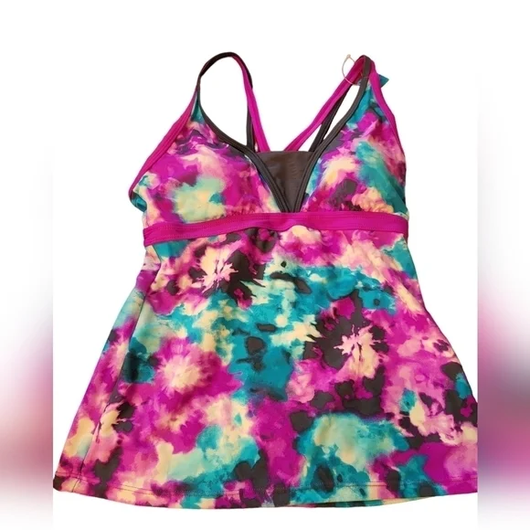 NWT Free Country TikiTieDye Sporty Tankini Small berry and slate colors - Picture 5 of 15
